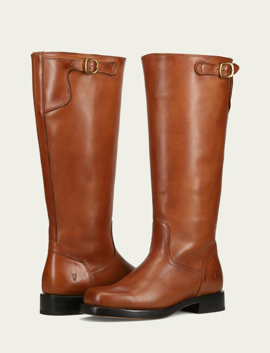 Women's Cognac Campus Low Heel Tall Riding Wide Calf Boot
