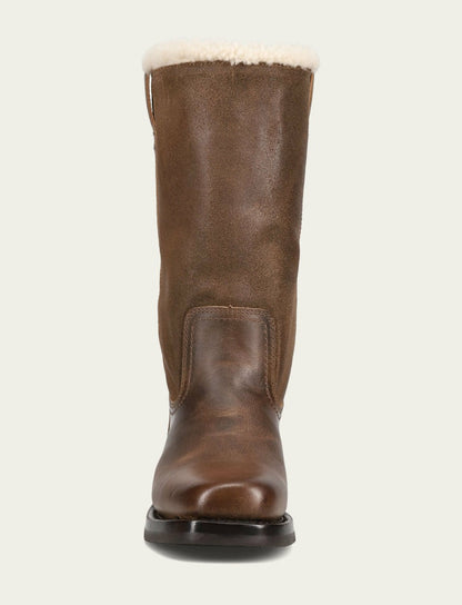 Women's Dark Taupe Campus Low Heel Mid Shearling Boot