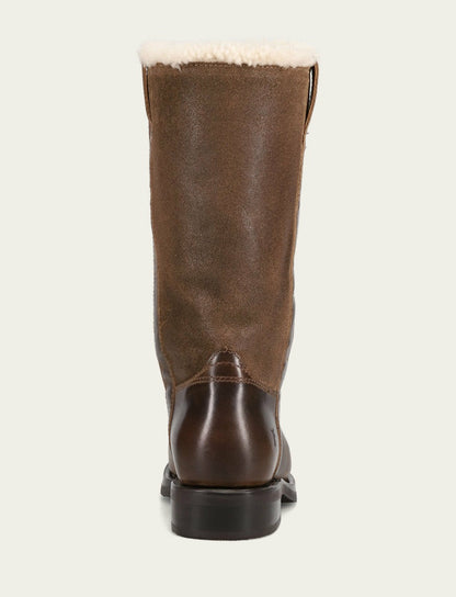 Women's Dark Taupe Campus Low Heel Mid Shearling Boot