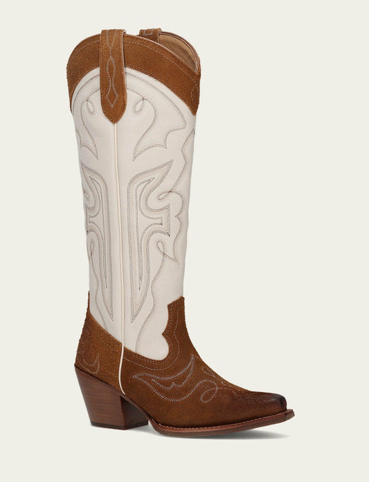 Women’s Caramel Ivory Laila Double F Deco Leather Tall Boots