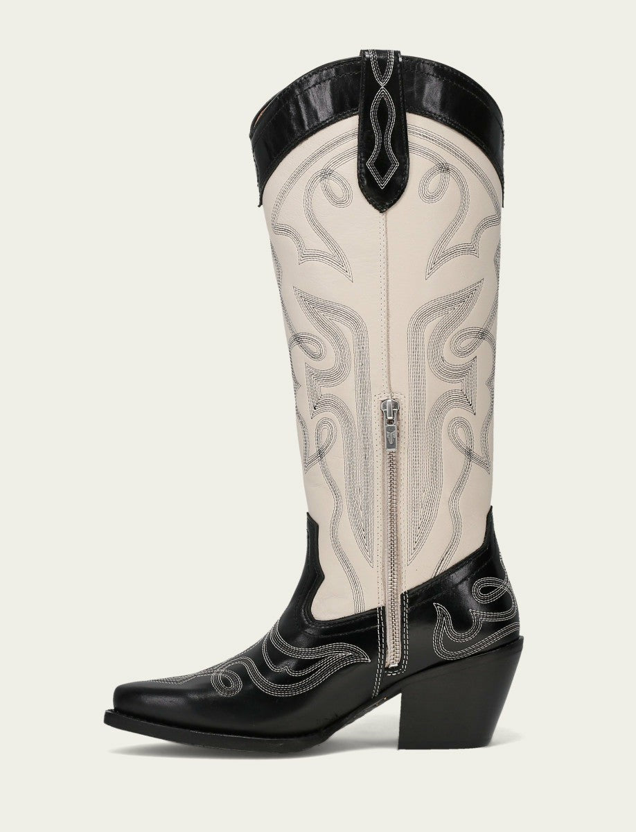Women’s Black/Ivory Laila Double F Deco Leather Boots