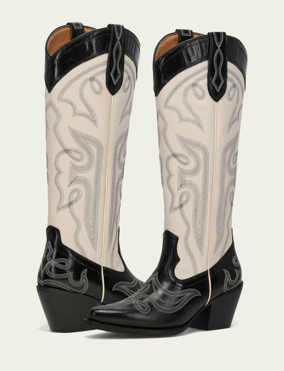 Women’s Black/Ivory Laila Double F Deco Leather Boots