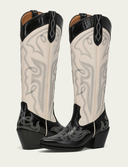 Women’s Black/Ivory Laila Double F Deco Leather Boots