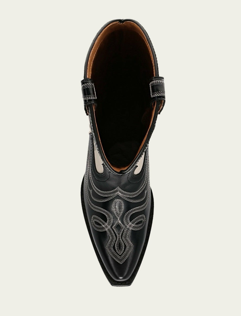 Women’s Black/Ivory Laila Double F Deco Leather Boots