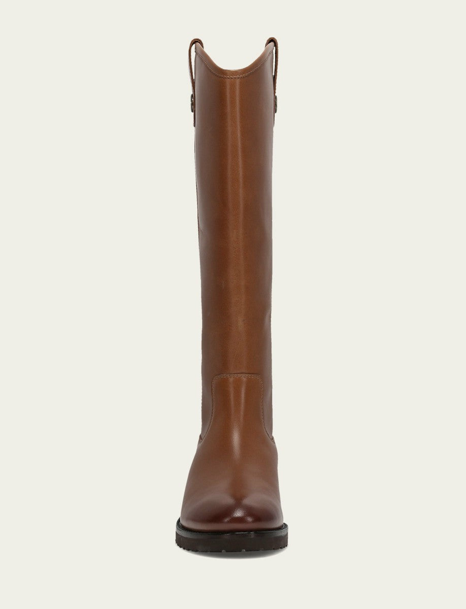 Women's Tan Melissa Lug Button Tall Wide Calf Boot