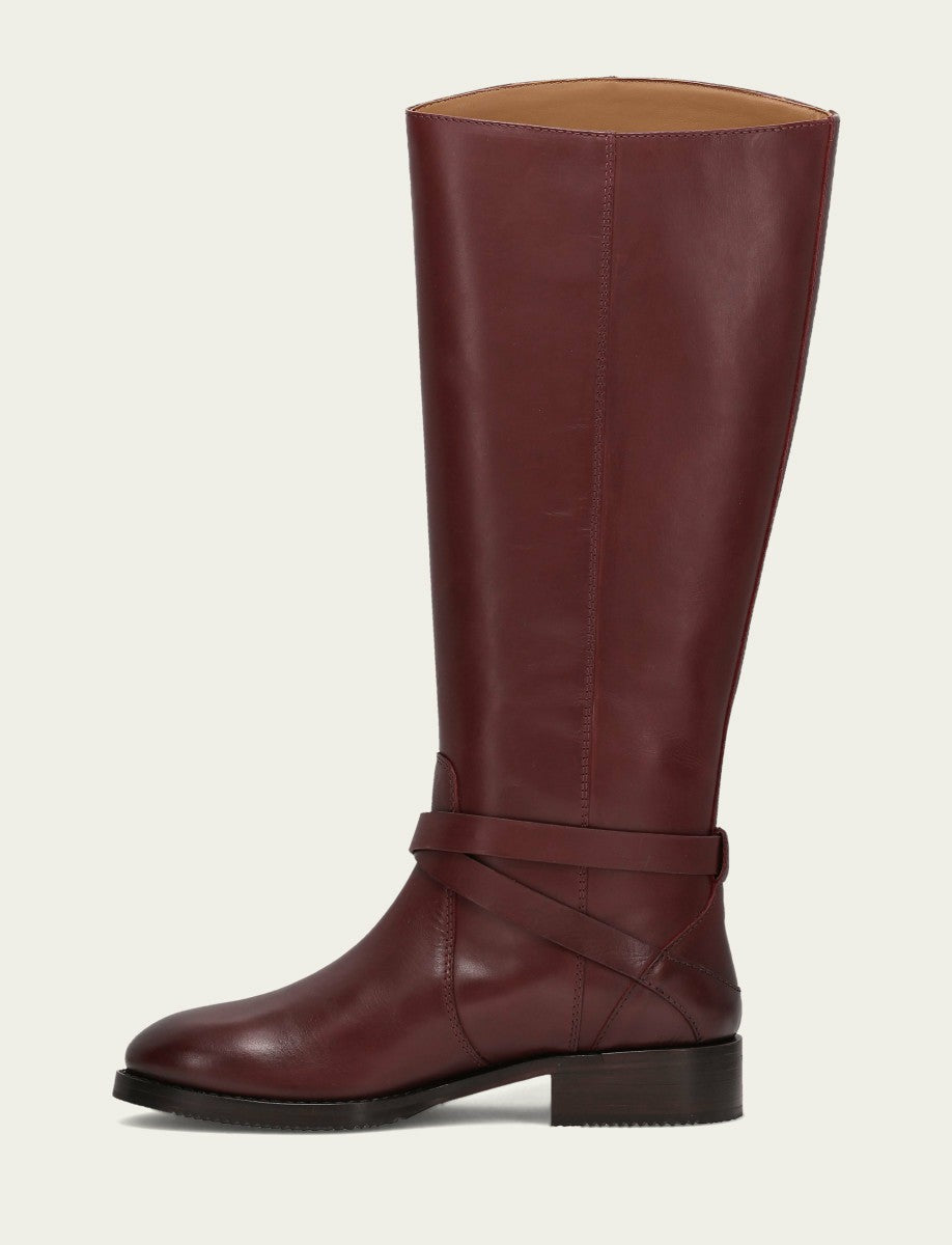 Women's Merlot Melissa Belted Riding Wide Calf Boot