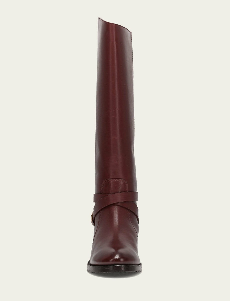 Women's Merlot Melissa Belted Riding Wide Calf Boot