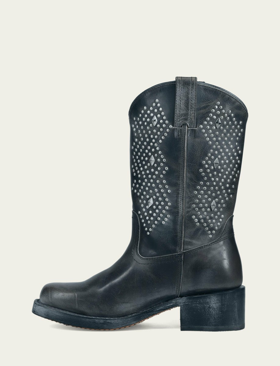 Women's Off Black Campus Deco Stud Boot