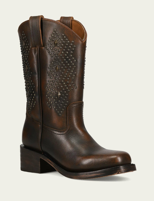 Women's Dark Brown Campus Deco Stud Boot