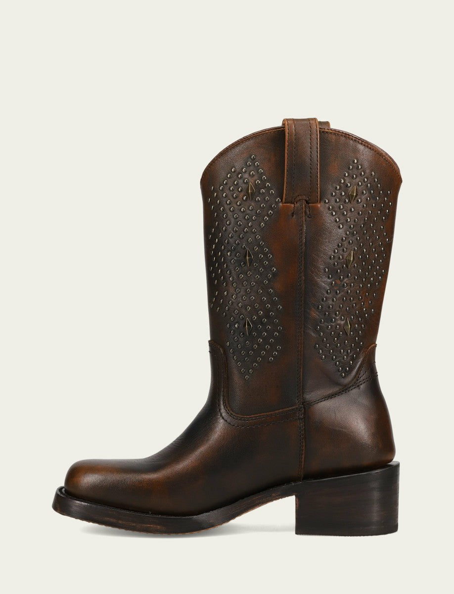 Women's Dark Brown Campus Deco Stud Boot