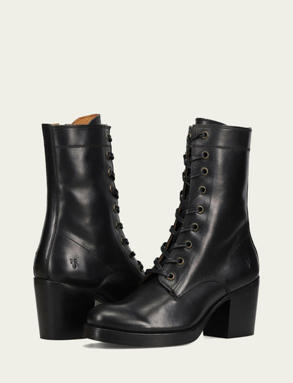 Women's Black Jean Lace Up Boot