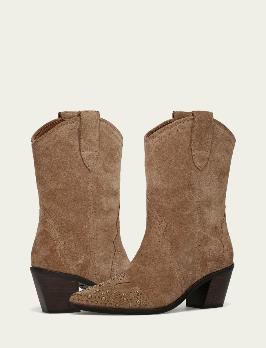 Women's Almond Sara Wingtip Stud Boot