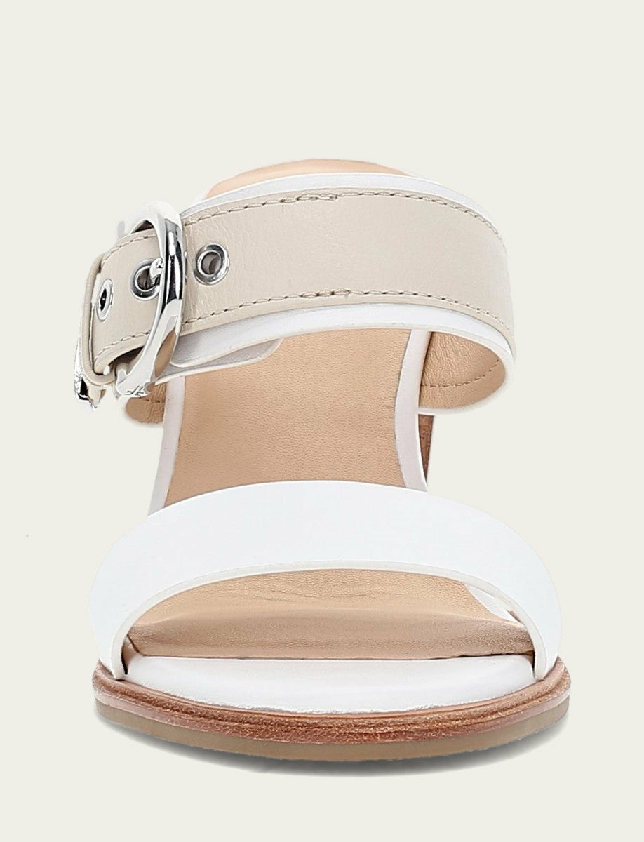 Women's White Ivory Stella Buckle Slide Sandals