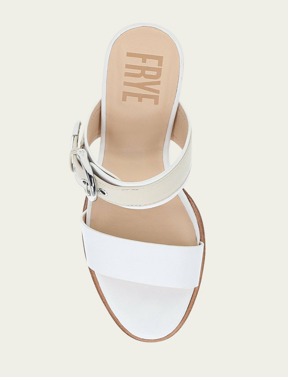 Women's White Ivory Stella Buckle Slide Sandals