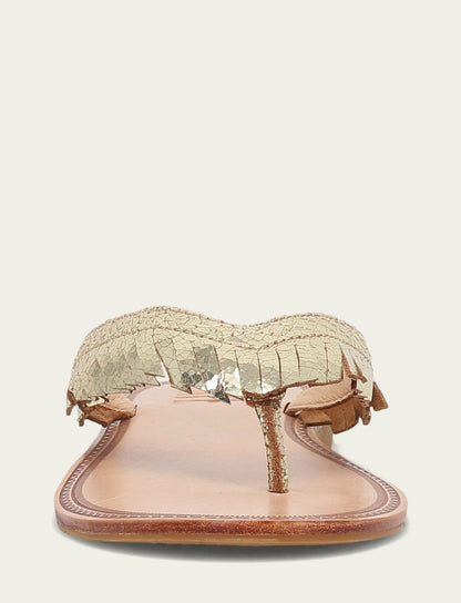 Women's Gold Mirror Ava Fringe Sandals