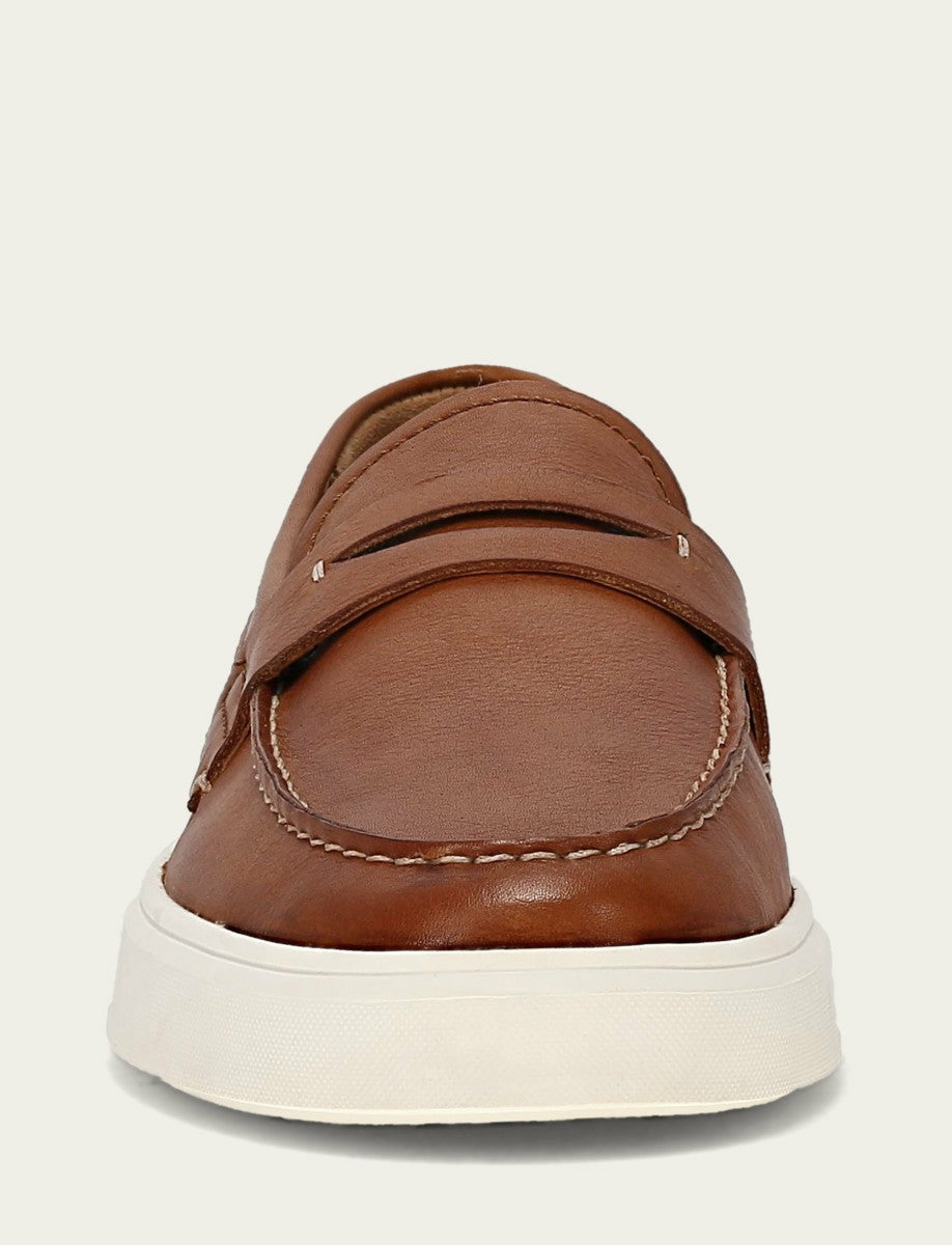 Men’s Caramel Beau Penny Leather Sneakers