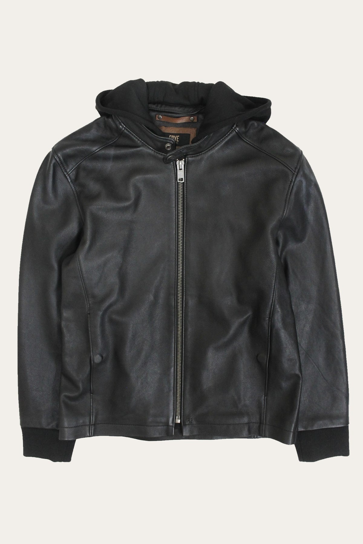Men’s Black Saddle Racer Leather Hooded Jacket
