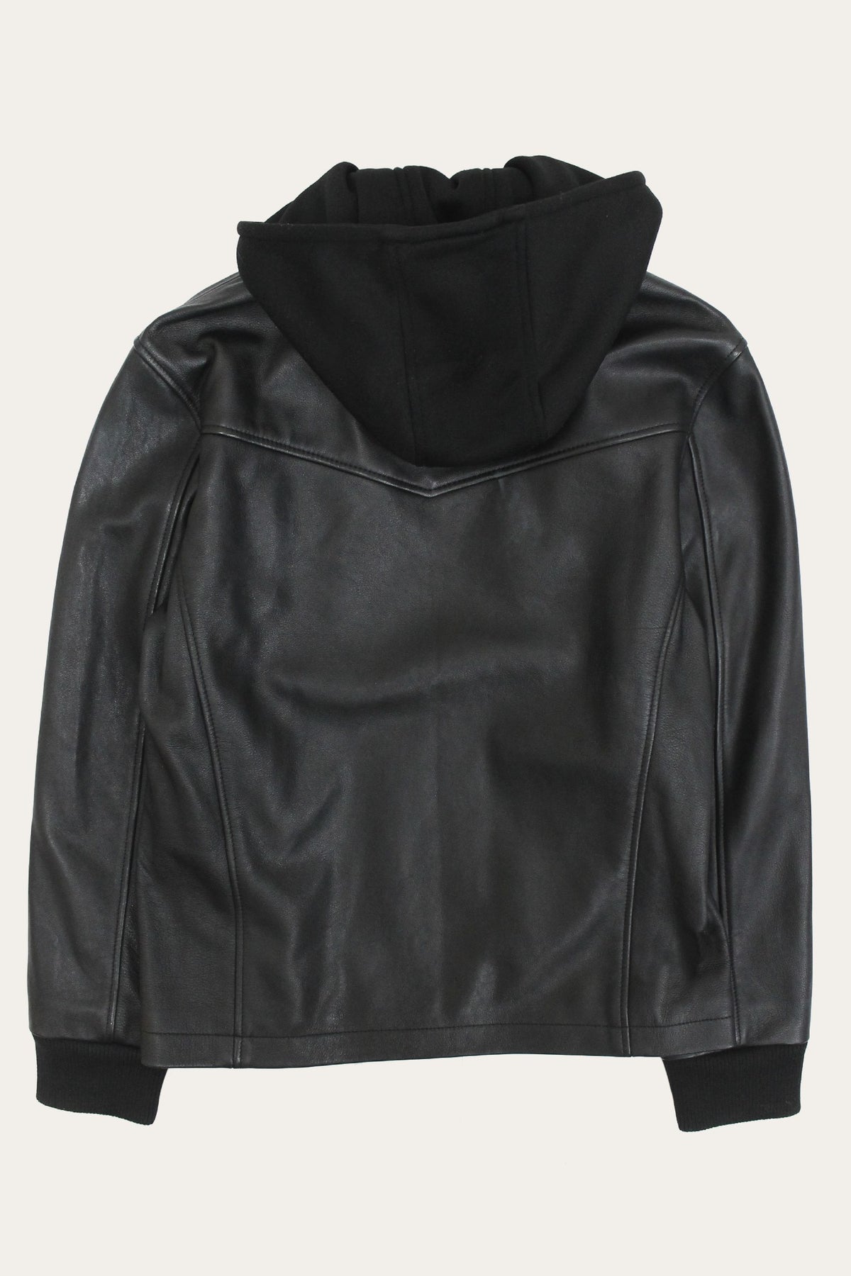 Men’s Black Saddle Racer Leather Hooded Jacket