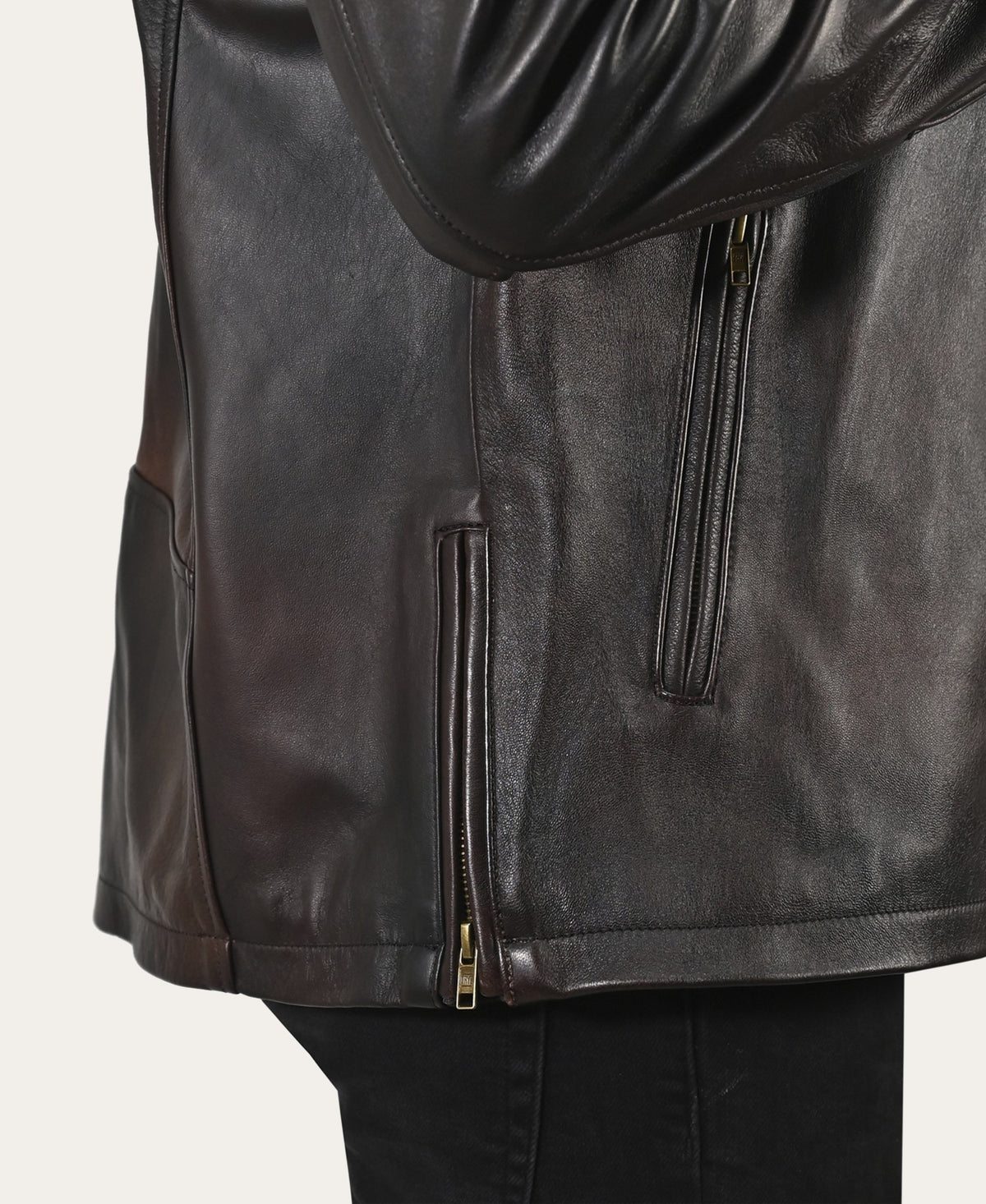 Men’s Cognac Black Huck Cowhide Racer Leather Jacket