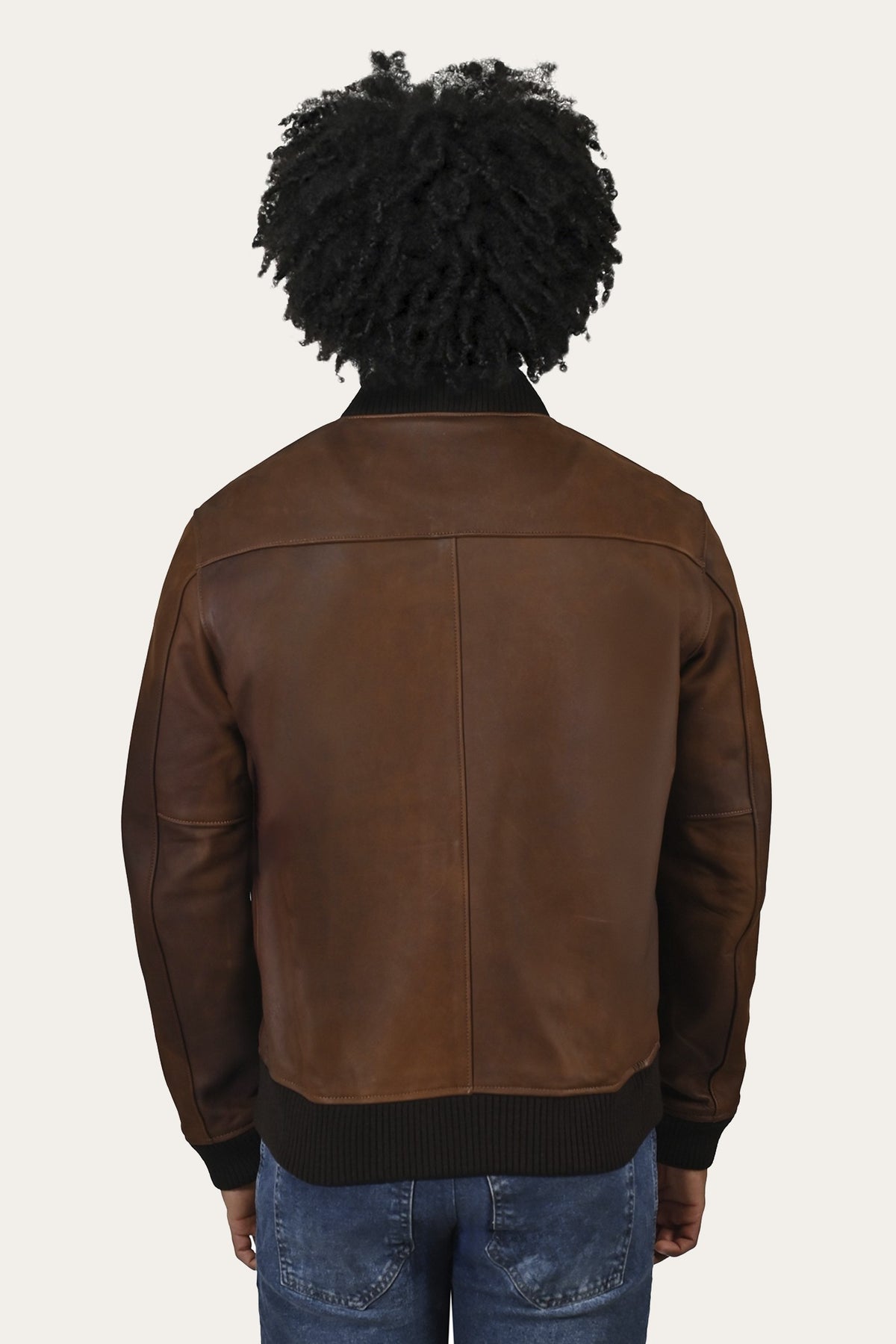 Men’s Cognac Clay Leather Bomber Jacket