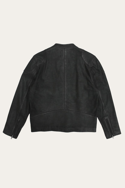 Men’s Black Gannon Lamb Leather Racer Jacket