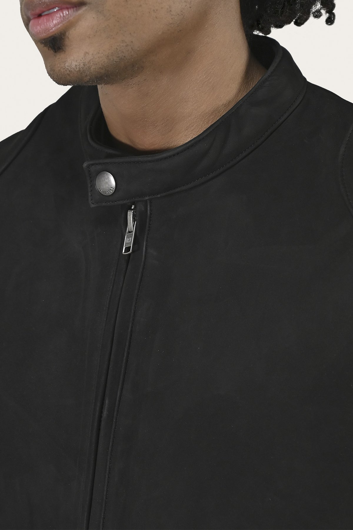 Men’s Black Gannon Lamb Leather Racer Jacket