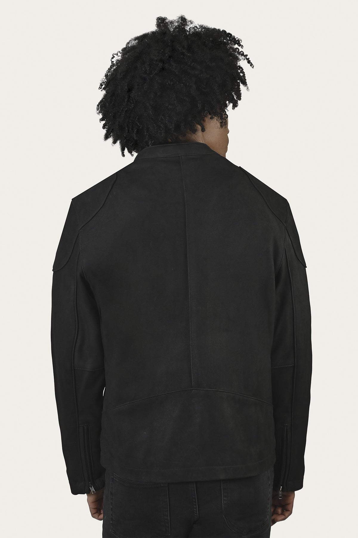 Men’s Black Gannon Lamb Leather Racer Jacket