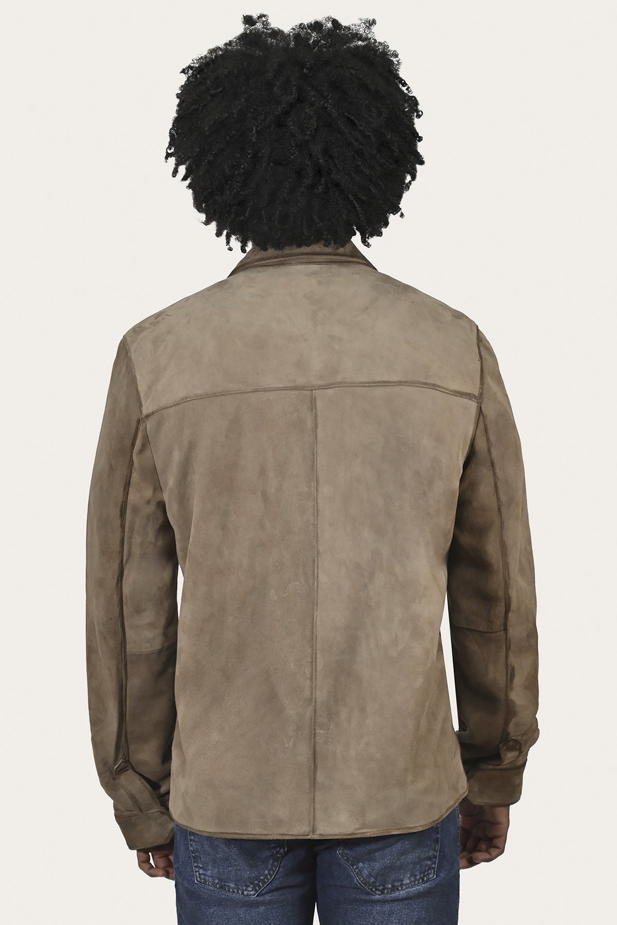 Men’s Taupe Brock Suede Utility Shacket