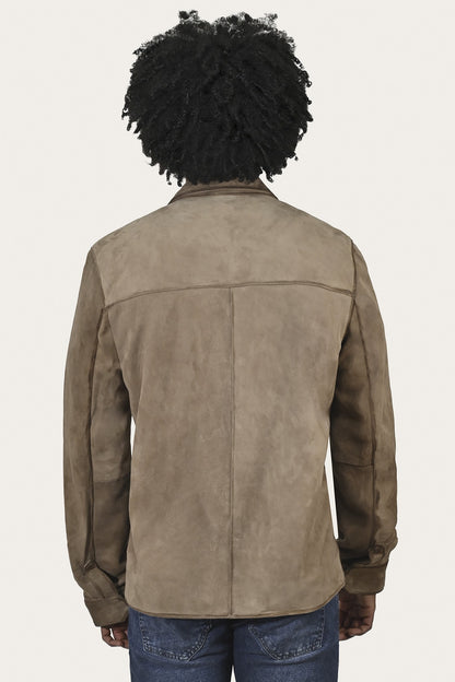 Men’s Taupe Brock Suede Utility Shacket