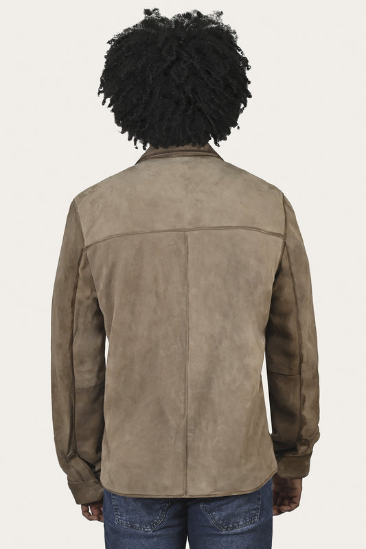 Men’s Taupe Brock Suede Utility Shacket