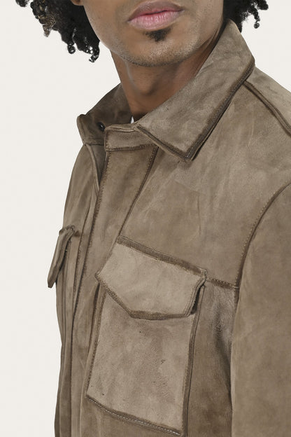 Men’s Taupe Brock Suede Utility Shacket