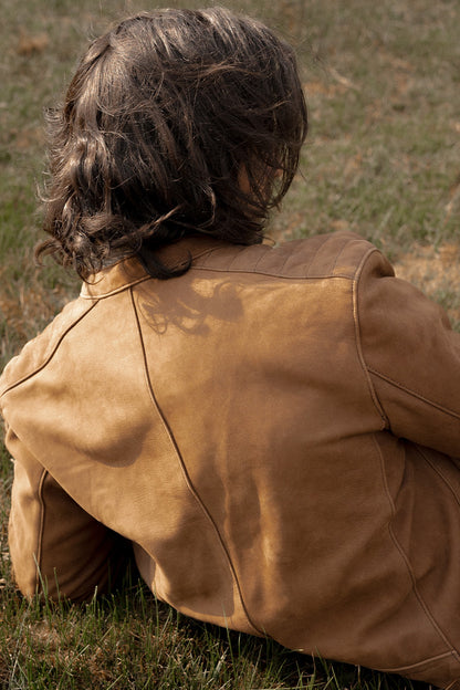 Men’s Tobacco Desert Racer Leather Jacket