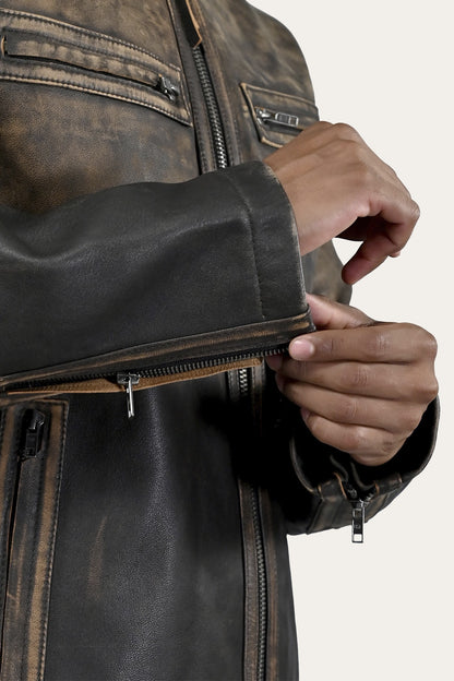 Men’s Brown Beige Leland Ombre Leather Jacket