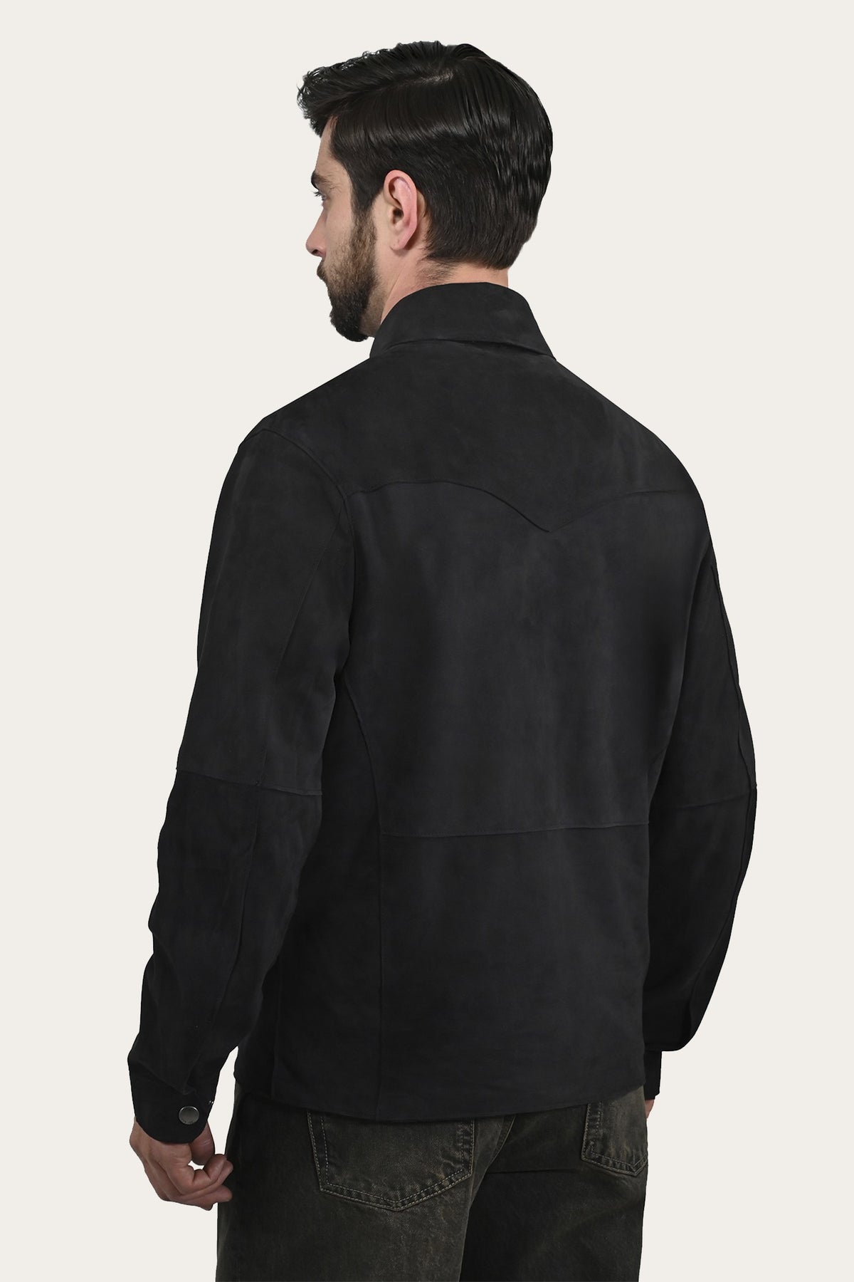 Men’s Navy Blue Judd Minimalist Suede Shacket