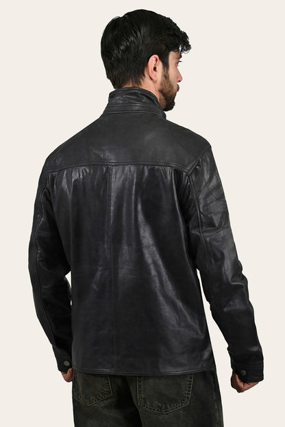 Men’s Black Lawton Modern Nappa Biker Jacket