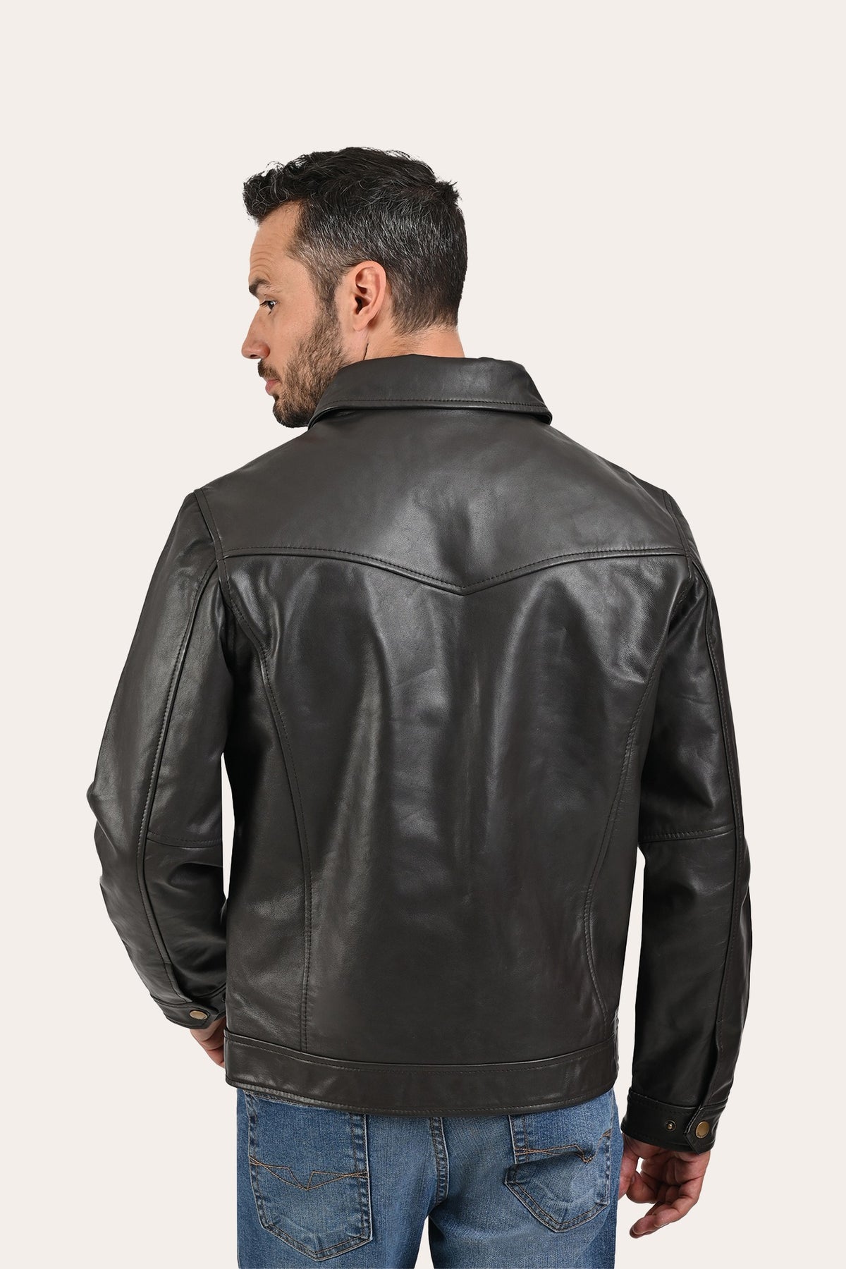 Men’s Dark Brown Kentucky Trucker Leather Jacket