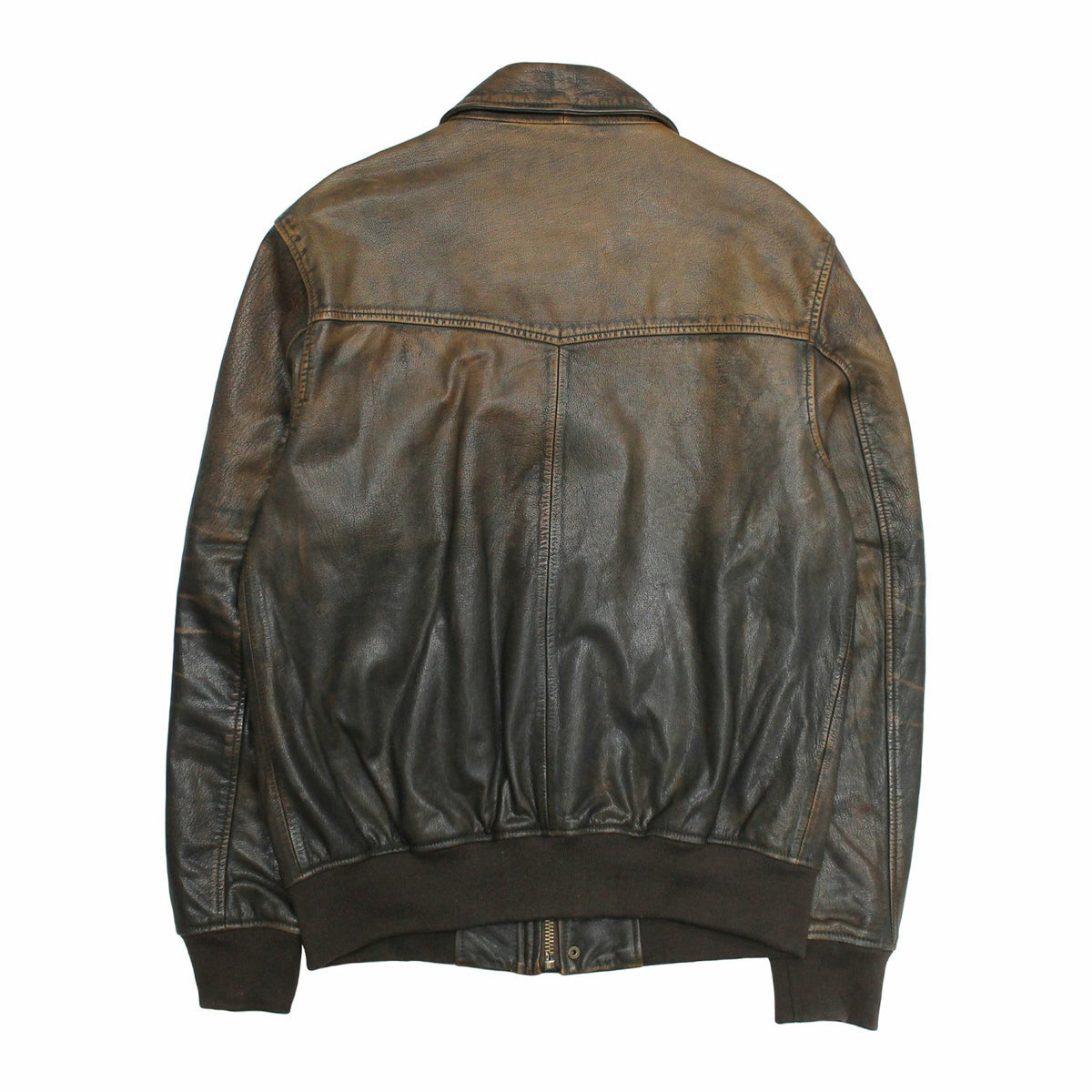 Men’s Brown Beige Nebraska Bomber Leather Jacket