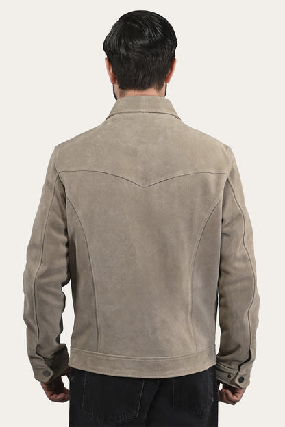 Men’s Taupe Trailblazer Suede Trucker Jacket