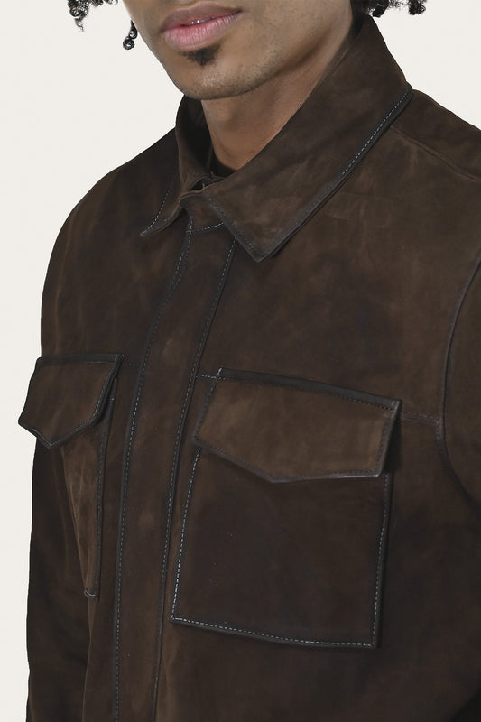 Men’s Dark Brown Brock Classic Suede Shacket
