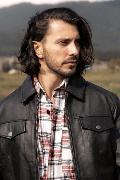 Men’s Black Durango Trucker Leather Jacket