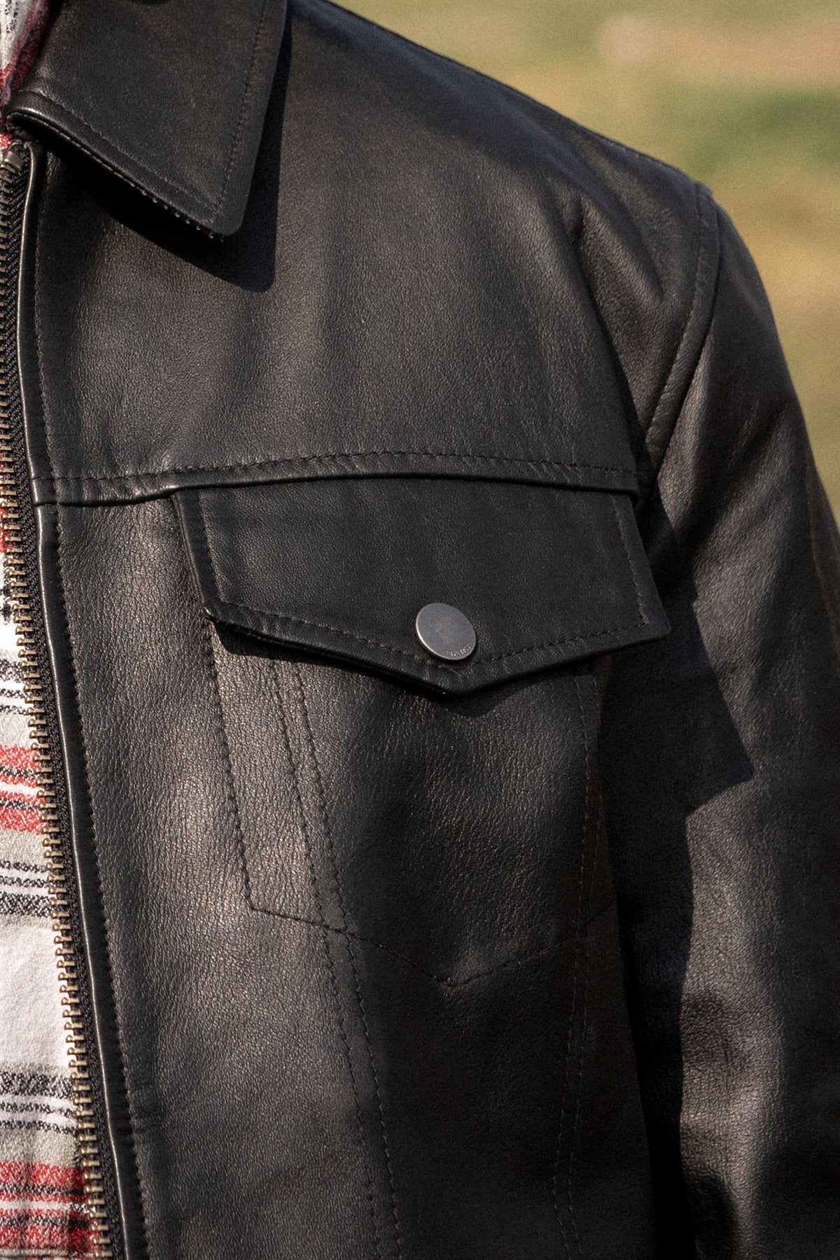 Men’s Black Durango Trucker Leather Jacket