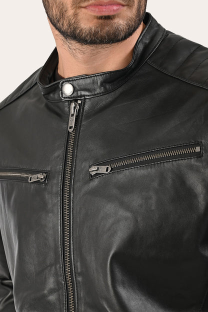 Men’s Black Pioneer Racer Leather Jacket
