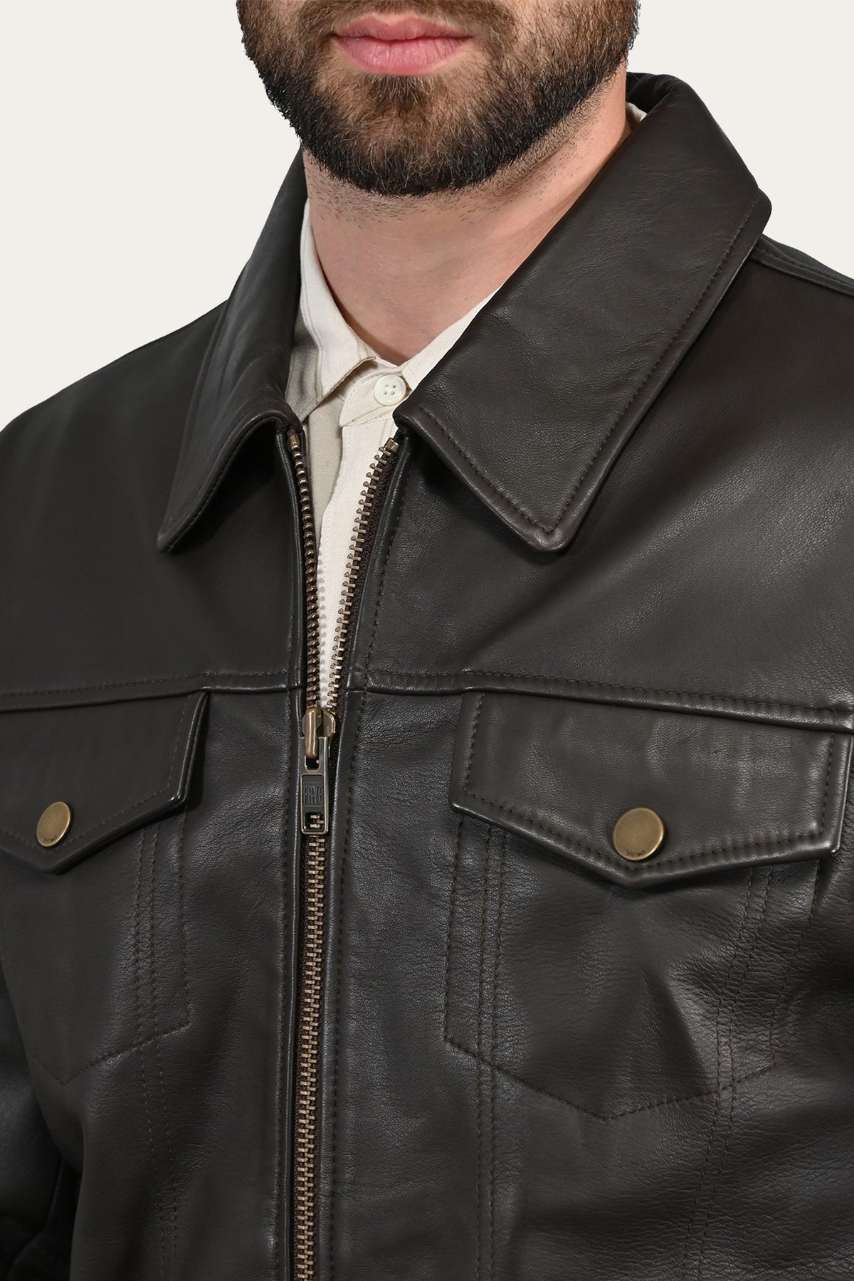 Men’s Dark Brown Durango Trucker Leather Jacket