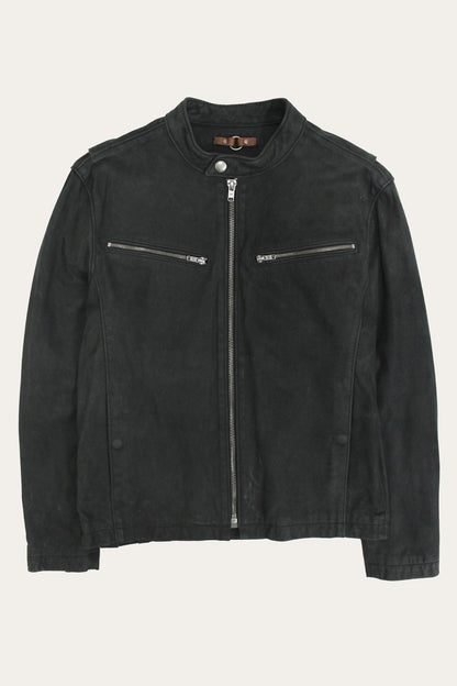 Men’s Black Cattleman Vintage Cafe Racer Leather Jacket