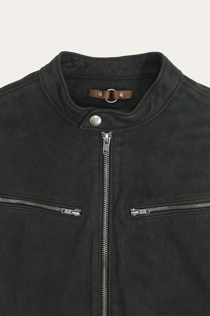Men’s Black Cattleman Vintage Cafe Racer Leather Jacket