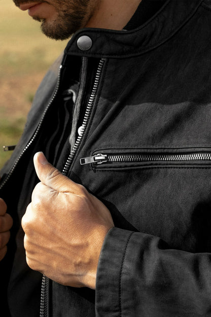 Men’s Black Cattleman Vintage Cafe Racer Leather Jacket
