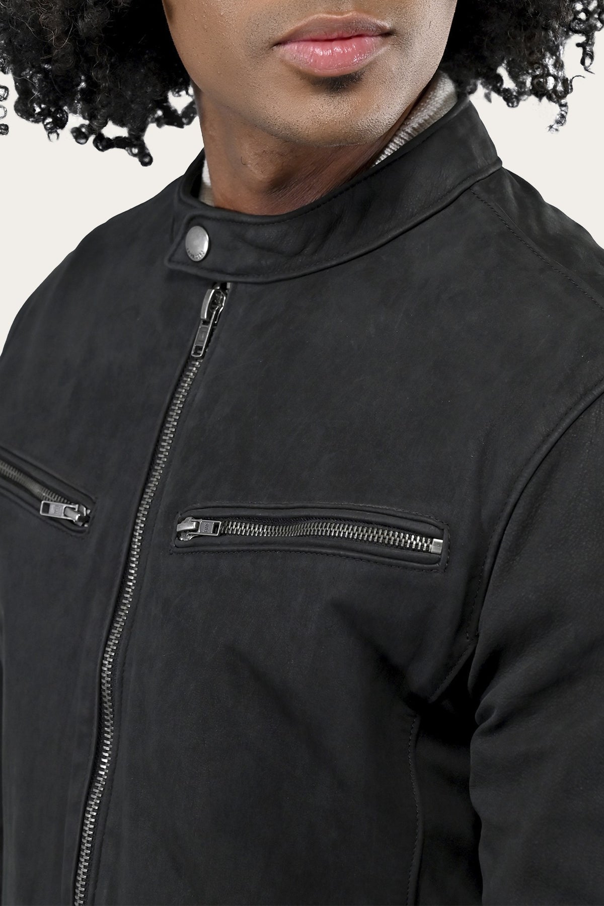 Men’s Black Cattleman Vintage Cafe Racer Leather Jacket